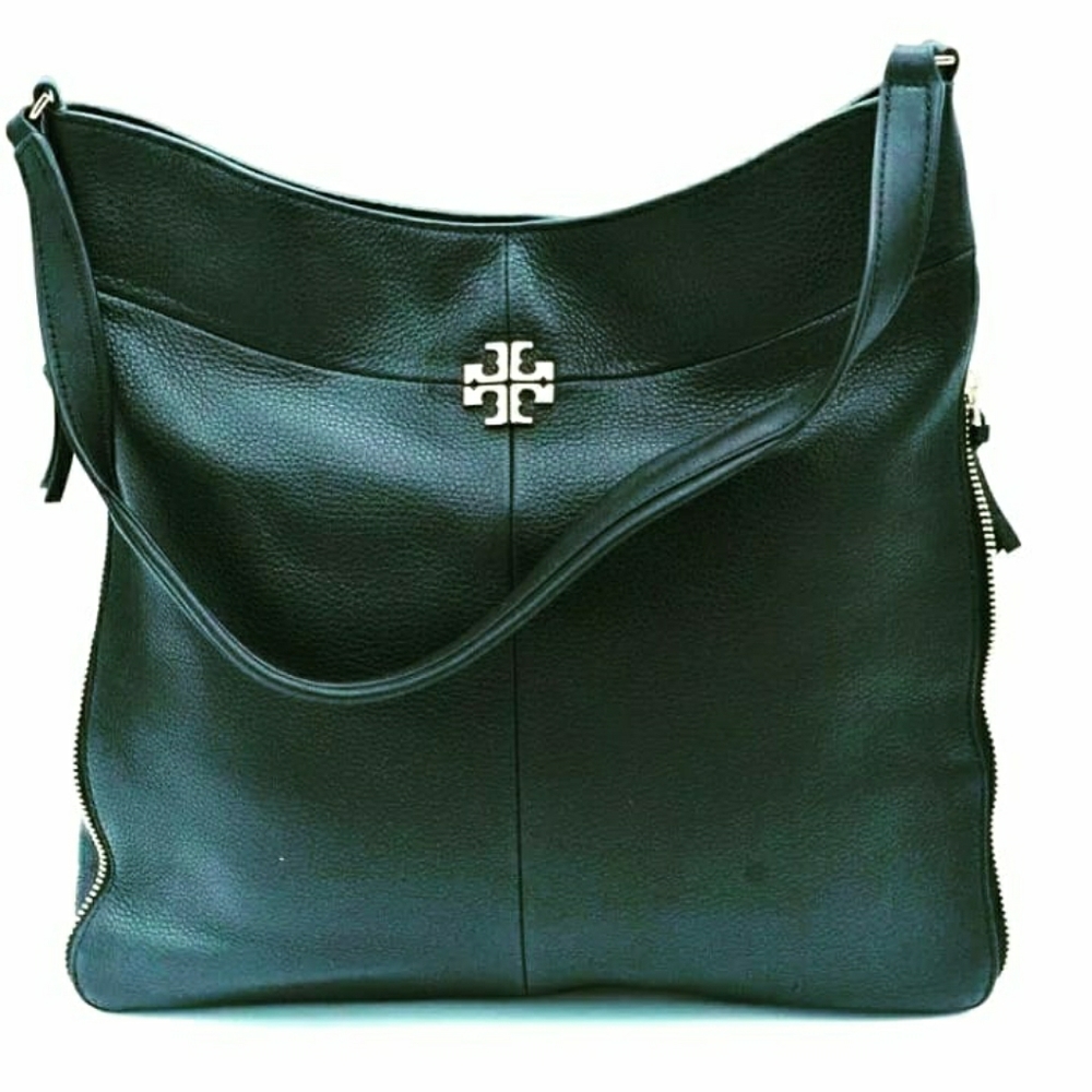 Tory Burch💜Black Genuine Leather Shoulder Bag - Picture 1 of 5